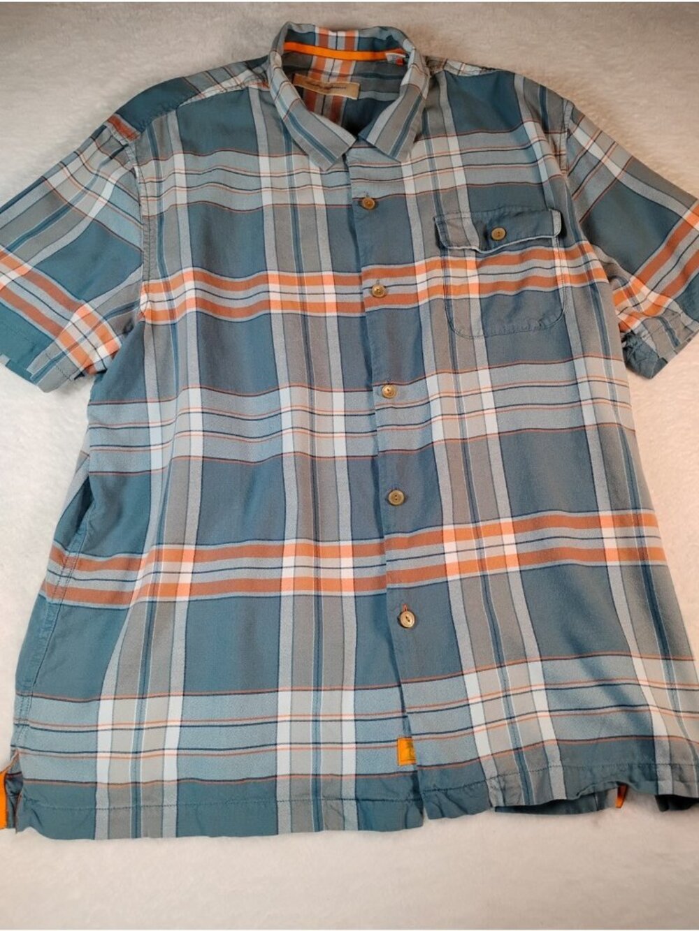 Tommy Bahama Mens Silk Shirt Short Sleeve Plaid Preppy Casual Resort School XL
